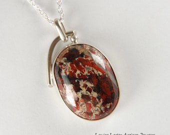 Handmade Jasper Pendant Necklace: Sterling Silver Boho Jewelry