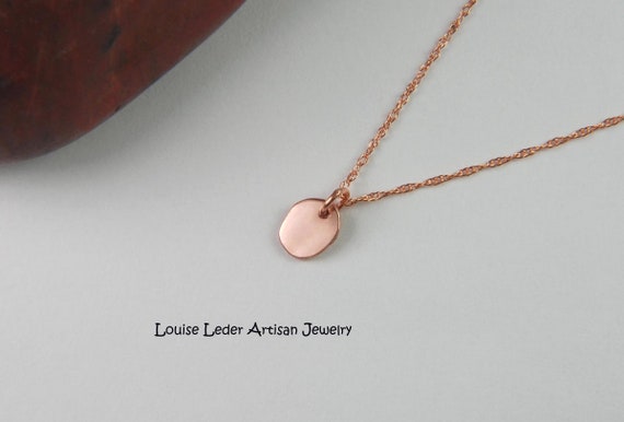 Handmade 14K Rose Gold Organic Necklace - Dainty Minimalist Pendant