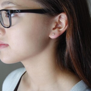 Handmade 14K White Gold Stud Earrings: Organic Minimalist Studs image 8