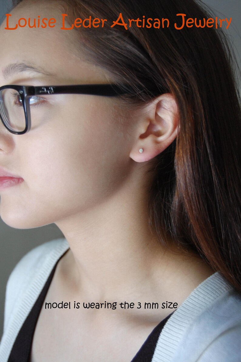 Handmade 14K White Gold Stud Earrings: Organic Minimalist Studs image 8