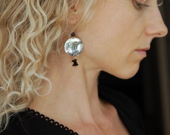 Sterling Silver Drop Earrings: Black Onyx or Lapis Lazuli Artisan Dangle Earrings