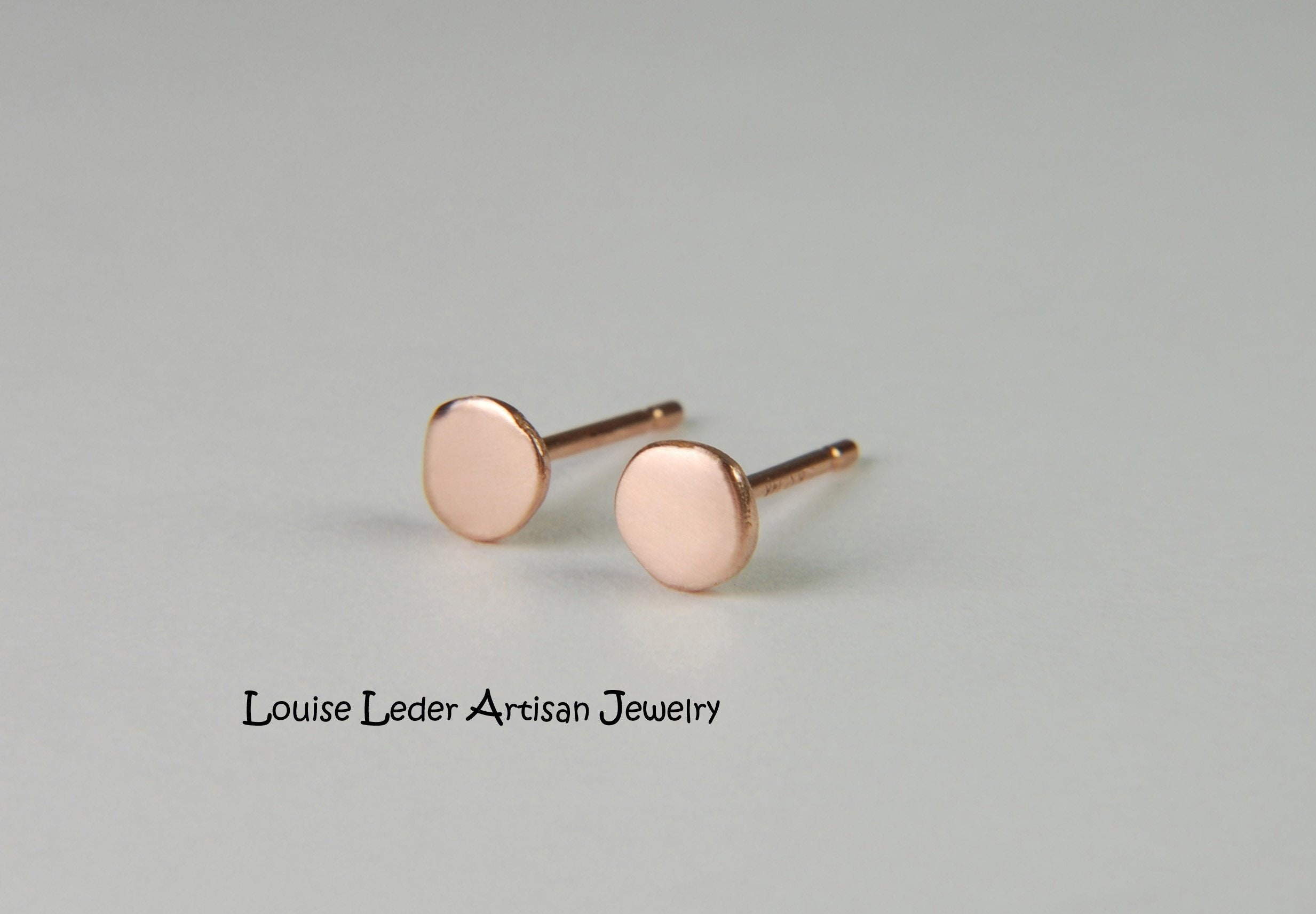 Handmade 14K Rose Gold Stud Earrings: Organic Minimalist