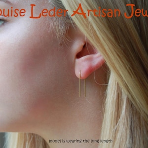 Handmade 18K Solid Gold Open Hoop Earrings: Minimalist Gold Hoops image 9
