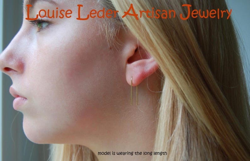 Handmade 18K Solid Gold Open Hoop Earrings: Minimalist Gold Hoops image 9