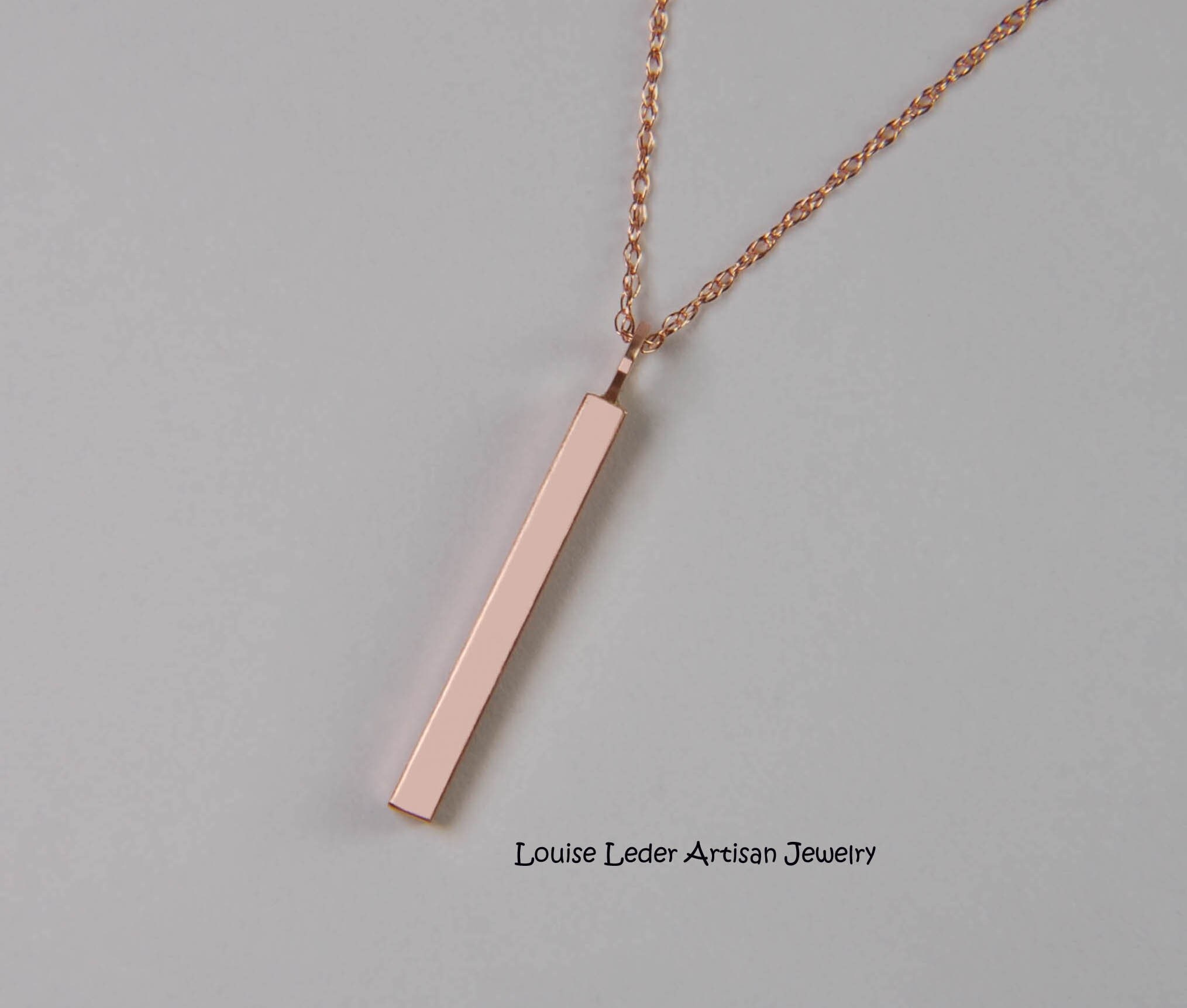 Rose gold vertical bar best sale necklace