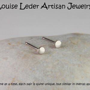 Handmade 14K White Gold Stud Earrings: Organic Minimalist Studs image 6