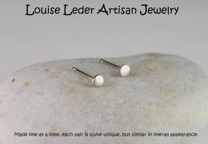 Handmade 14K White Gold Stud Earrings: Organic Minimalist Studs image 6