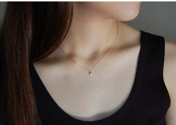 Dainty 14K Solid Gold Necklace: Handmade Organic Pendant