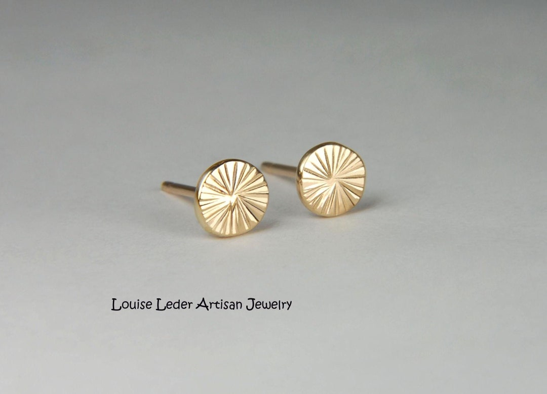 Textured Gold Earrings 14K Gold Stud Earrings, Solid Gold