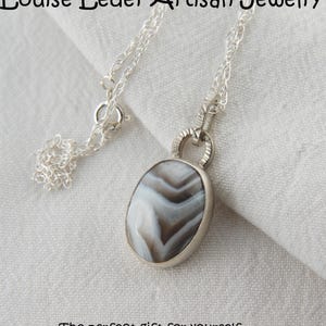 Handmade Botswana Agate Pendant: Sterling Silver Artisan Necklace image 8