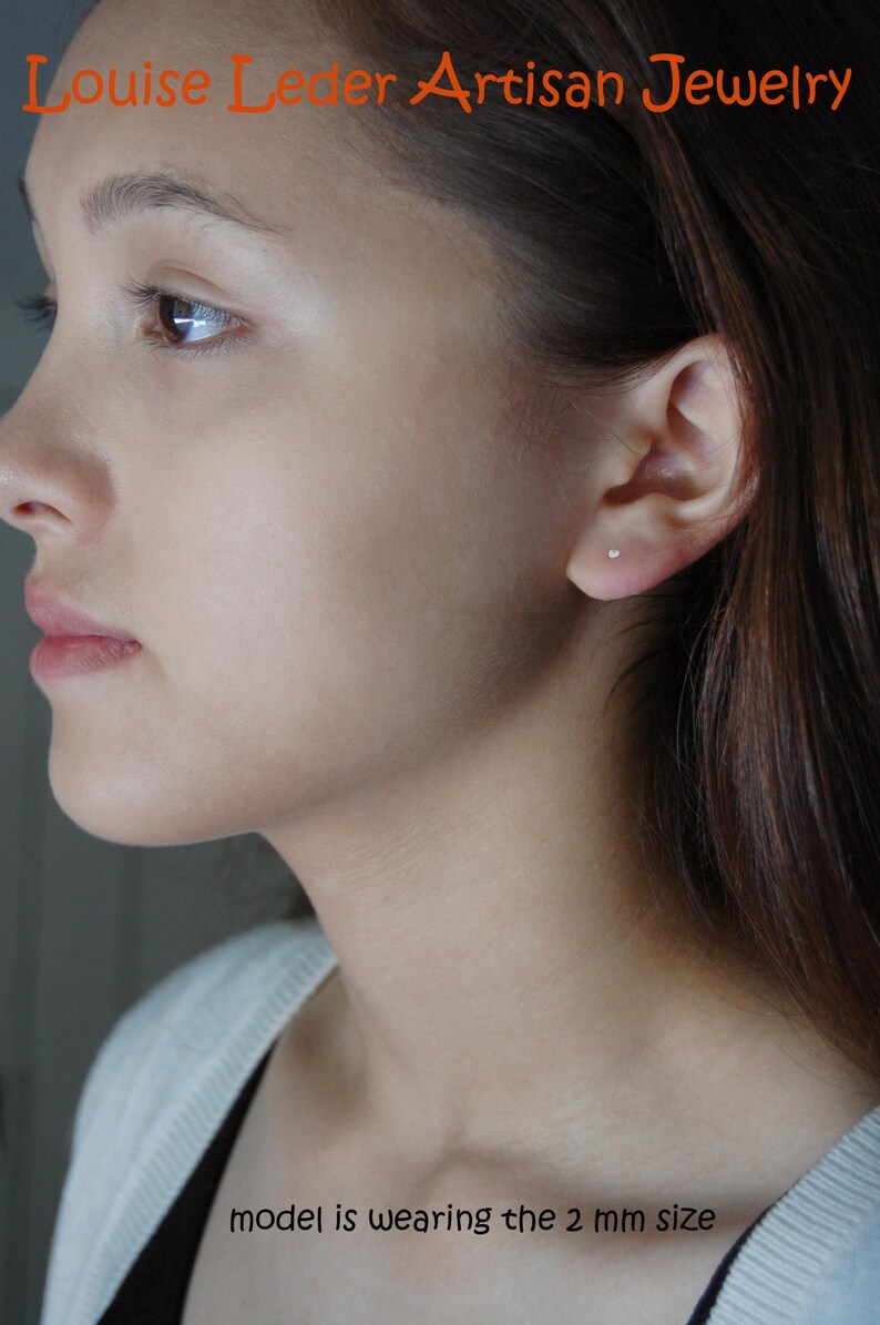 Handmade 14K White Gold Stud Earrings: Organic Minimalist Studs image 7