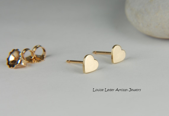 Gold Heart Earrings 14K Solid Gold Earrings Gold Stud Earrings