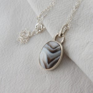 Handmade Botswana Agate Pendant: Sterling Silver Artisan Necklace image 4