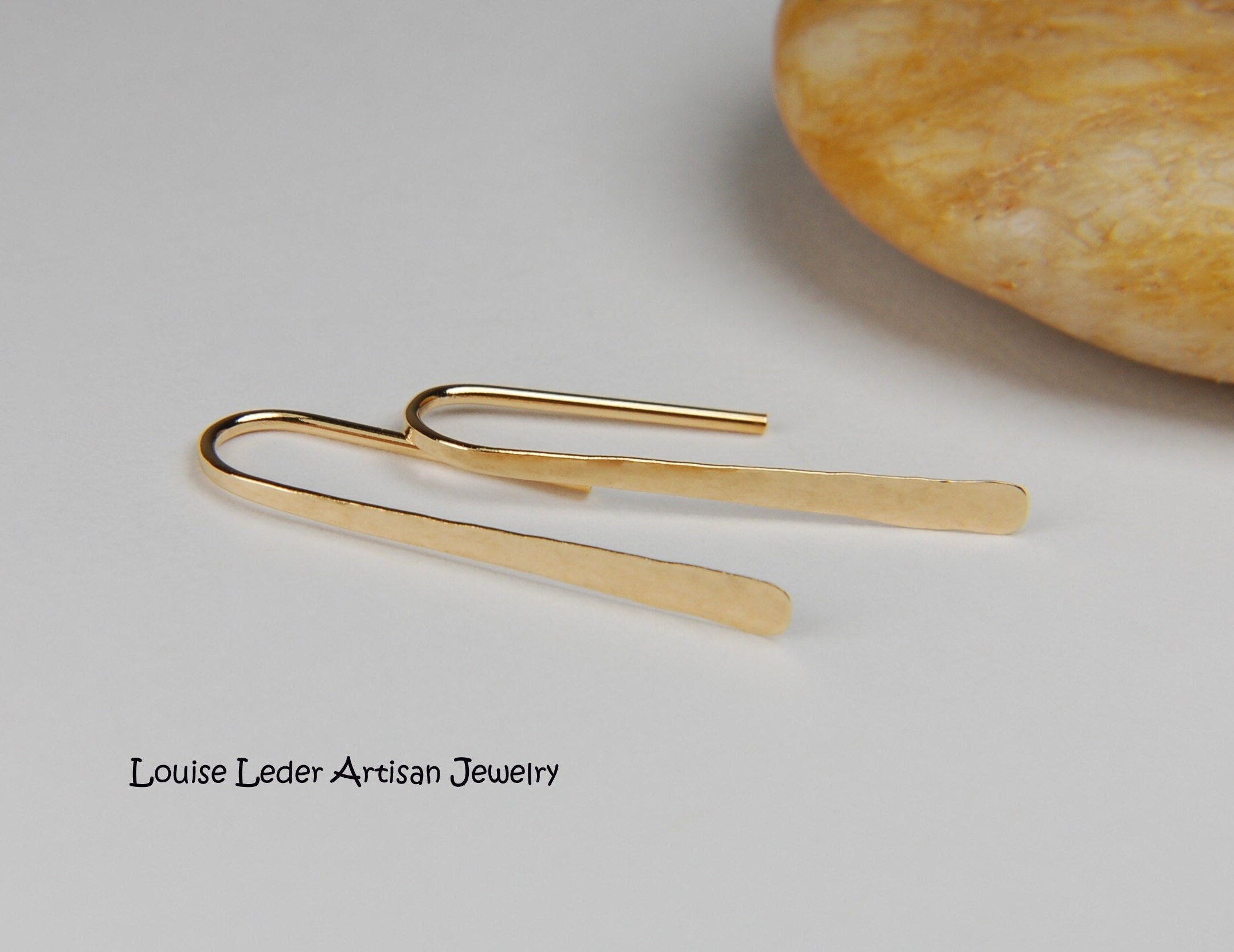 14K Solid Gold Earrings, Minimalist Earrings Gold Open Hoop Earrings, Simple Gold Earrings Hammered Gold Earrings