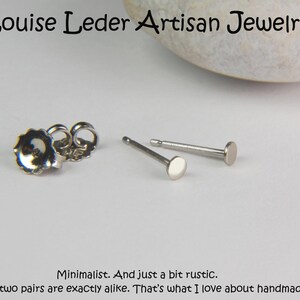 Handmade 14K White Gold Stud Earrings: Organic Minimalist Studs image 9