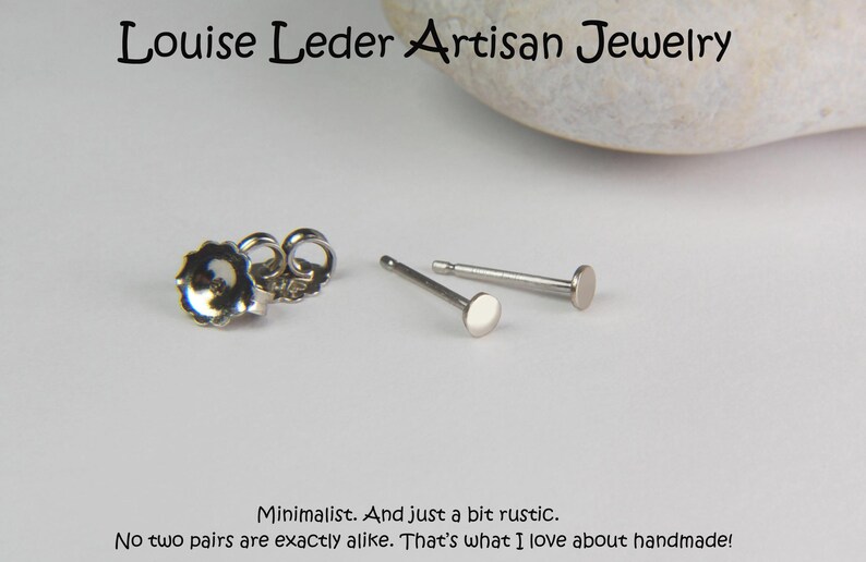 Handmade 14K White Gold Stud Earrings: Organic Minimalist Studs image 9