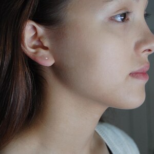 Handmade 14K White Gold Stud Earrings: Organic Minimalist Studs image 2