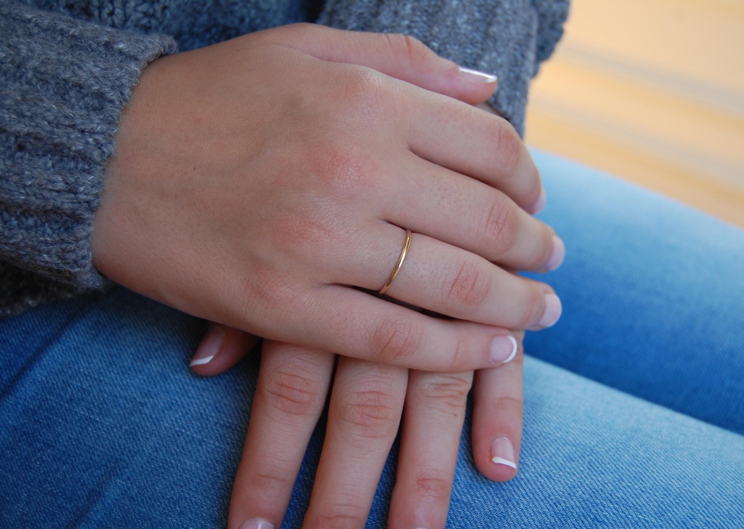 14K Gold Wedding Band Dainty Gold Ring Minimalist Gold Ring Etsy
