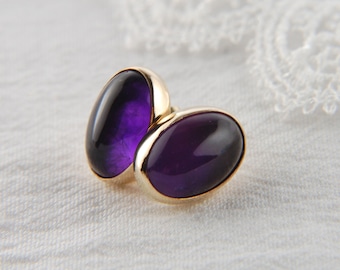 14K Gold Amethyst Earrings: Handmade Luxury Jewelry Gift