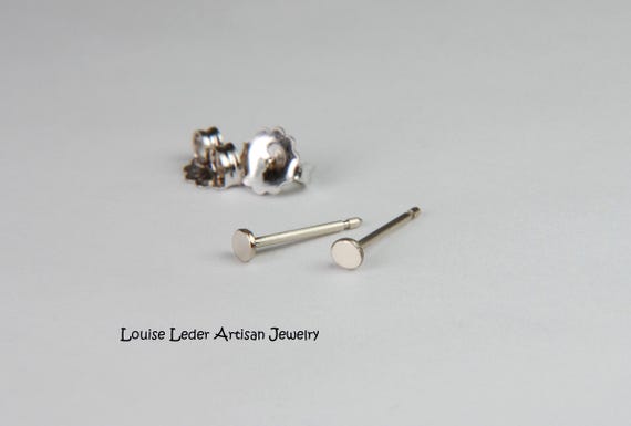 Handmade 14K White Gold Stud Earrings: Organic Minimalist Studs