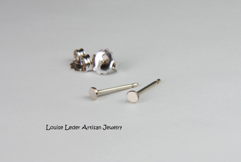 Handmade 14K White Gold Stud Earrings: Organic Minimalist Studs image 1