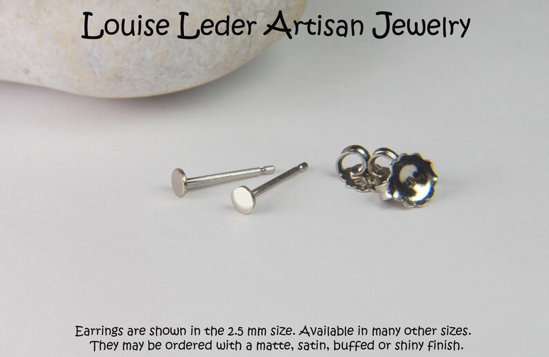 Handmade 14K White Gold Stud Earrings: Organic Minimalist Studs image 4