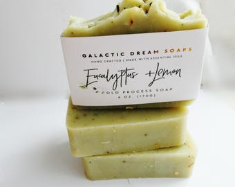 Eucalyptus lemon natural soap bar-essential oil soap- shea cold process soap-bridal shower gift