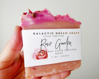 Rose garden natural shea soap bar- handcrafted with rose petals- cold process-new mom gift