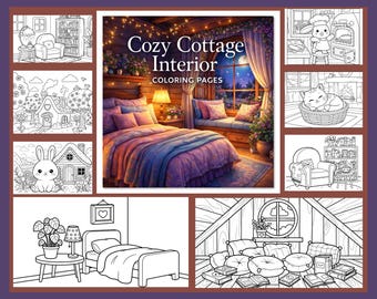 Cozy Cottage Interior coloring pages
