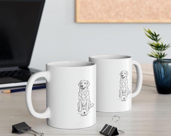 Golden Retriever Line Art Mug | Ceramic 11oz 15oz