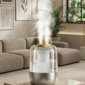 Luchtbevochtiger met dubbele mondstuk van 2,2 l, stille USB-nevelmaker met led-nachtlampje