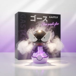 Gastly Poké Ball Humidifier | Purple LED Mist Diffuser Night Light | Gamer Desk Decor