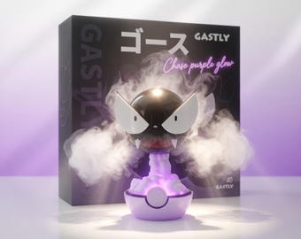 Gastly Poké Ball Humidifier | Purple LED Mist Diffuser Night Light | Gamer Desk Decor
