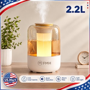 Humidificador de niebla de gran capacidad (2,2 L) – Difusor USB de doble boquilla con luz nocturna