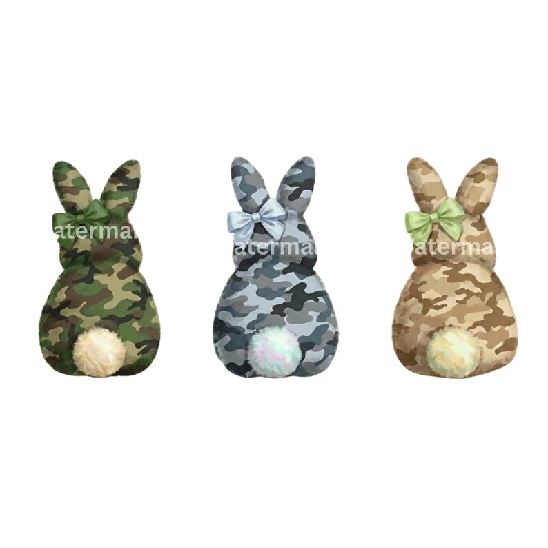 White Camo Rabbit Patchwork Bunny Clipart Bundle – Quilted Easter Rabbits, Pastel, Camo ...