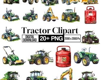 20+ Traktor Clipart Png-Bundle, Aquarell Traktor Kunst, Bauernhof Traktor Png, Bauernhof Kindergarten Kunst, LKW druckbare Bilder, digitaler Download