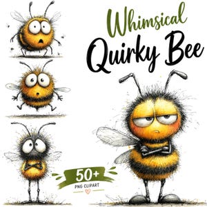 Quirky Bee PNG Clipart-paket, direktnedladdning