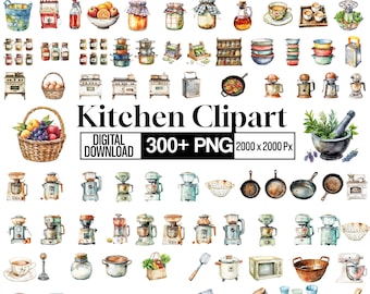 300+ Kitchen Clipart Png Bundle, Kitchen Ingredients Png, Vintage Baking Clipart, Mom’s Kitchen Printable Graphics, Digital Download