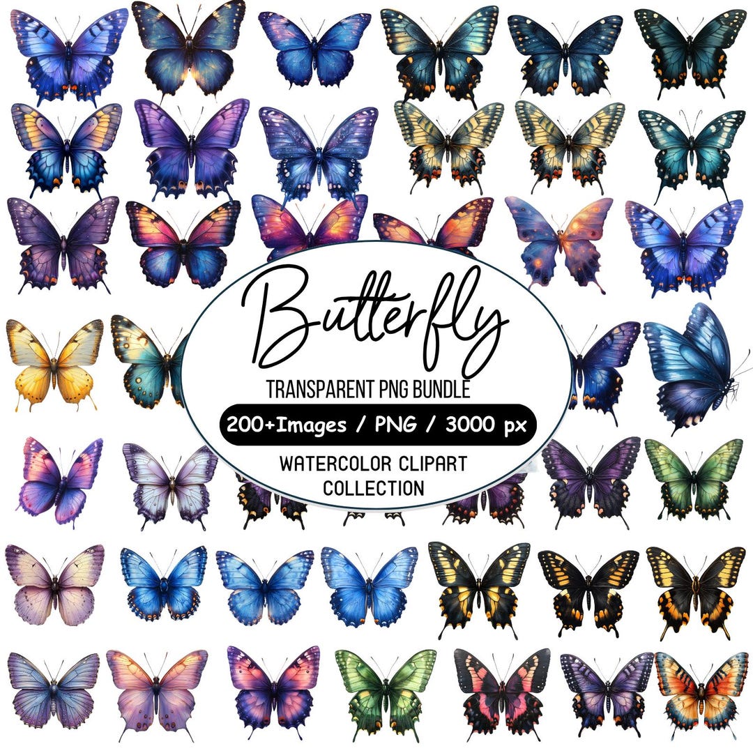 280+ Watercolor Butterfly Clipart Bundle, Butterfly Clip Art Png ...