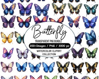 280+ Watercolor Butterfly Clipart Bundle, Butterfly Clip Art Png, Floral PNG Bundle, Butterfly Sublimation, Butterfly Png, Digital Download