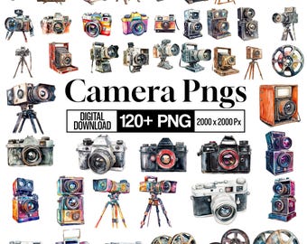 120+ Kamera Clipart Png-Bundle, Vintage Kamera Clipart, Retro Kamera Illustration, Fotograf PNG, Digitalkamera Png, digitaler Download