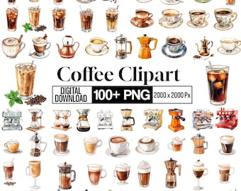 100+ Coffee Clipart Png Bundle, Coffee Illustrations Png, Iced Coffee Lover Image,  Watercolor Drink PNG, Transparent Png,  Digital Download