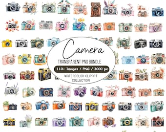 110+ Camera Clipart Png Bundle, Vintage Camera Clipart,  Retro Camera Illustration, Photographer PNG, Photo Camera Png, Digital Download