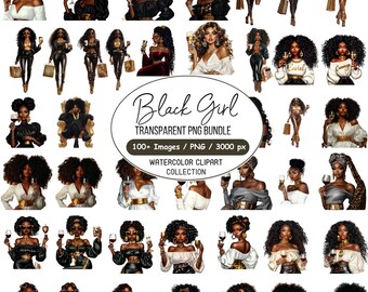 100+ Fashion Black Girl Clipart Png Bundle, Elegant Black Woman Png, Fashion Portraits for Designers, Black Girl Bonnet, Digital Download