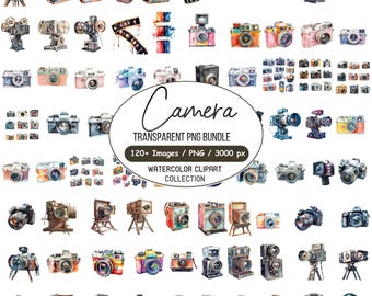 120+ Camera Clipart Png Bundle, Vintage Camera Clipart,  Retro Camera Illustration, Photographer PNG, Digital Camera Png, Digital Download