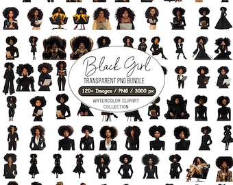 120+ Fashion Black Girl Clipart Png Bundle, Elegant Black Woman Png, Fashion Portraits for Designers, Black Girl Bonnet, Digital Download