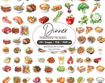 130+ Dinner Clipart Png Bundle, Vegetables Png, Printable Food Images, Food Menu Illustrations, Watercolor Pngs, Meal Png, Digital Download