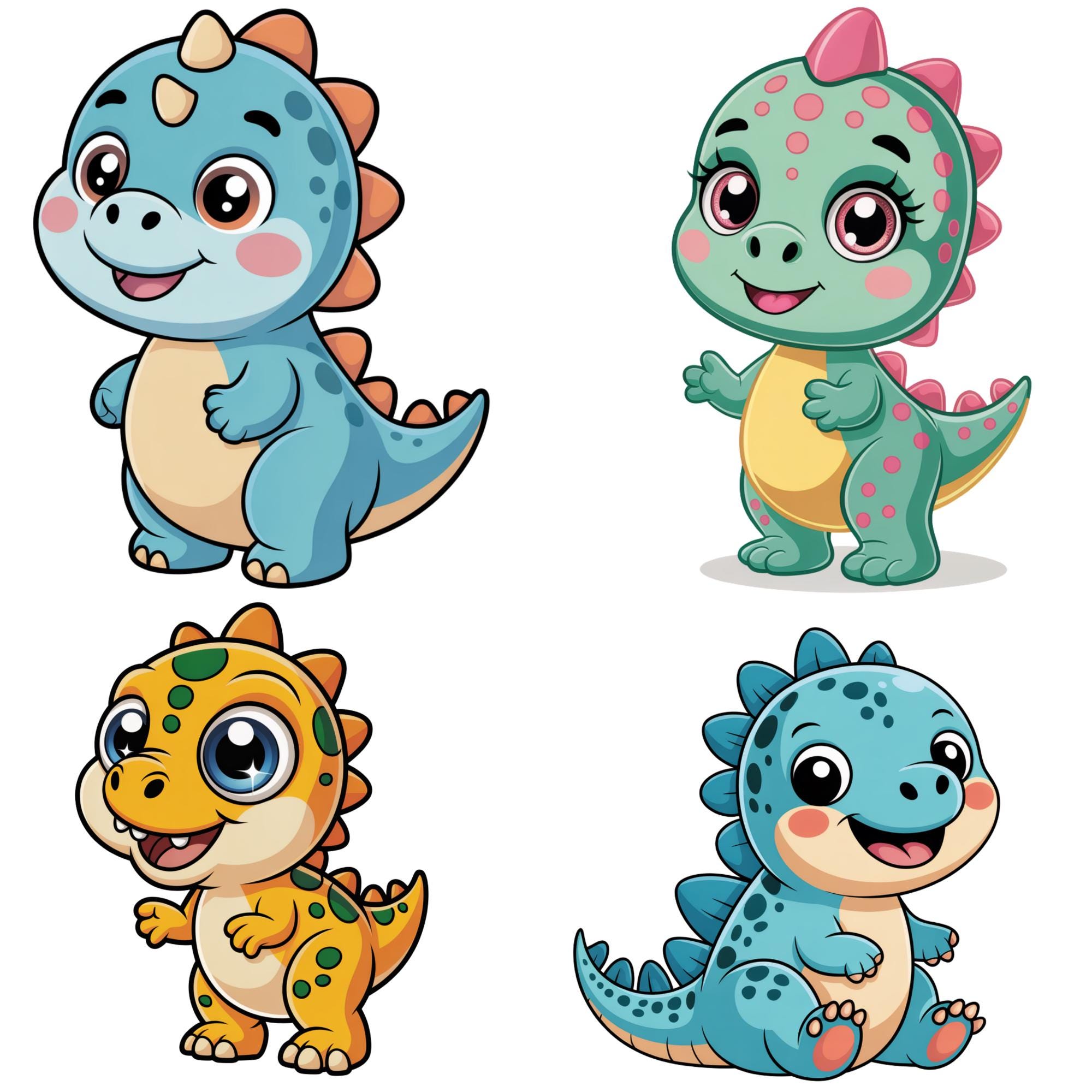 120+ Funny Dinosaur Clipart Bundle, Watercolor Dino Png Bundle, Cute ...