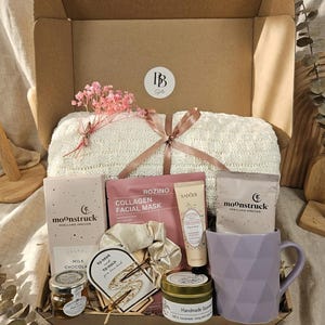 Relaxation Self Care Gift Box for Her | Birthday, Cozy Blanket, Candle, Mug