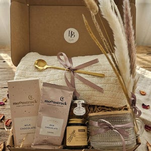 Luxury Self Care Gift Box | Artisan Chocolate, Tea, Candle, Mug, Blanket